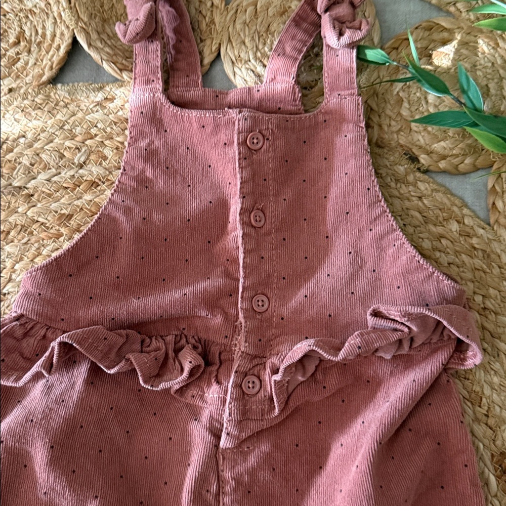 DUNNES Stores 12-18 Mo Polka Dot Blush Pink Overall romper. - Picture 3 of 6